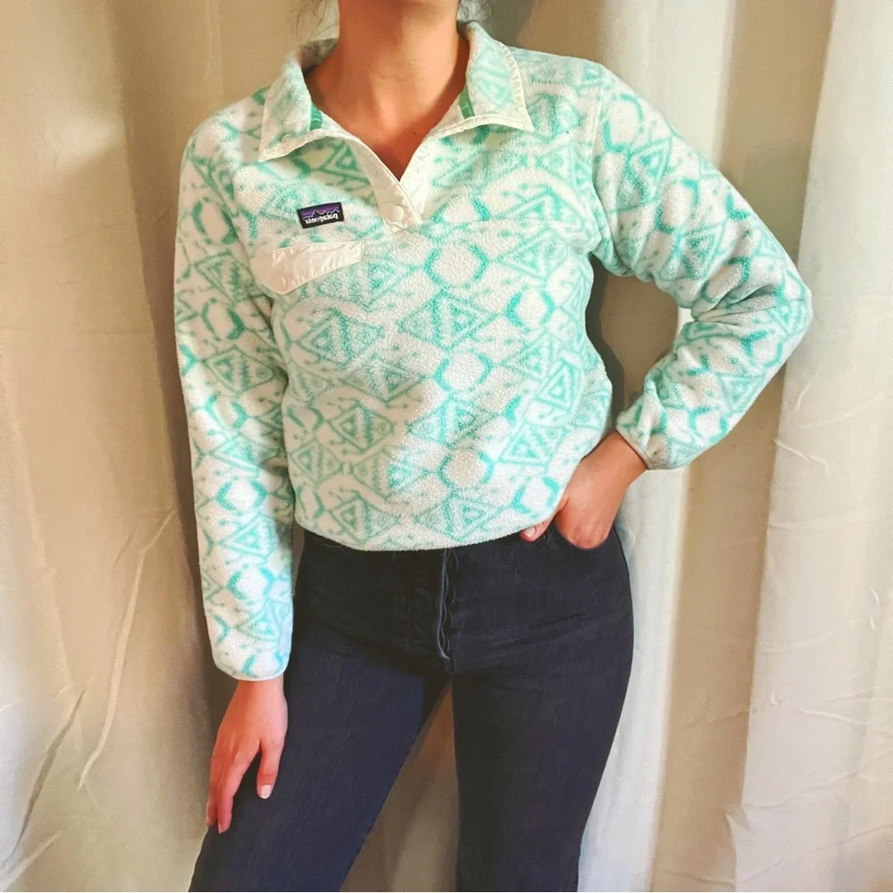 ❌SOLD❌ VTG Patagonia Synchilla Print Sweater Snap T - Picture 1 of 12